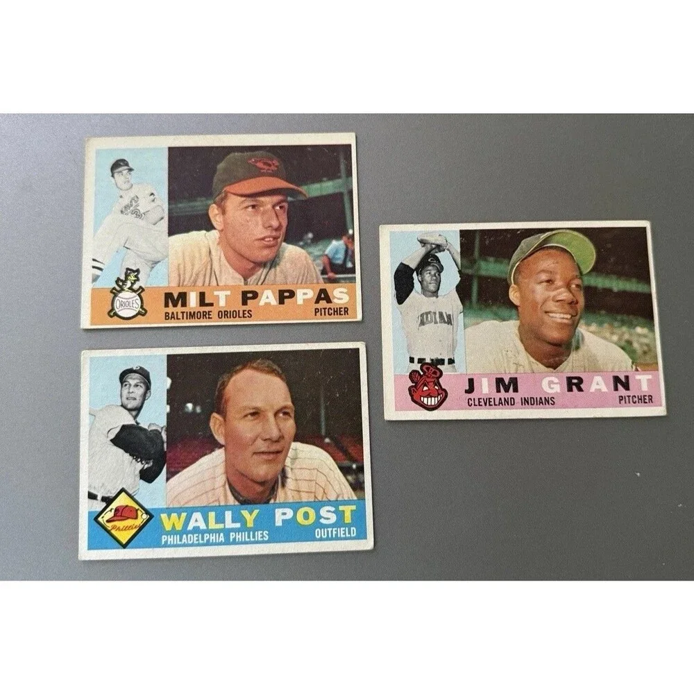 1960 Topps Vintage Lot Of 3 Sequential 12 13 14 Pappas Post Mudcat Grant